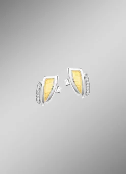 Moderne Ohrstecker in Bicolor mit Zirkonia