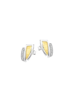 Moderne Ohrstecker in Bicolor mit Zirkonia