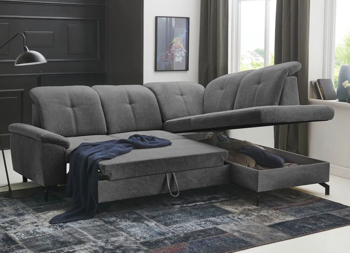 Moderne Polsterecke mit Bettfunktion und Bettkasten