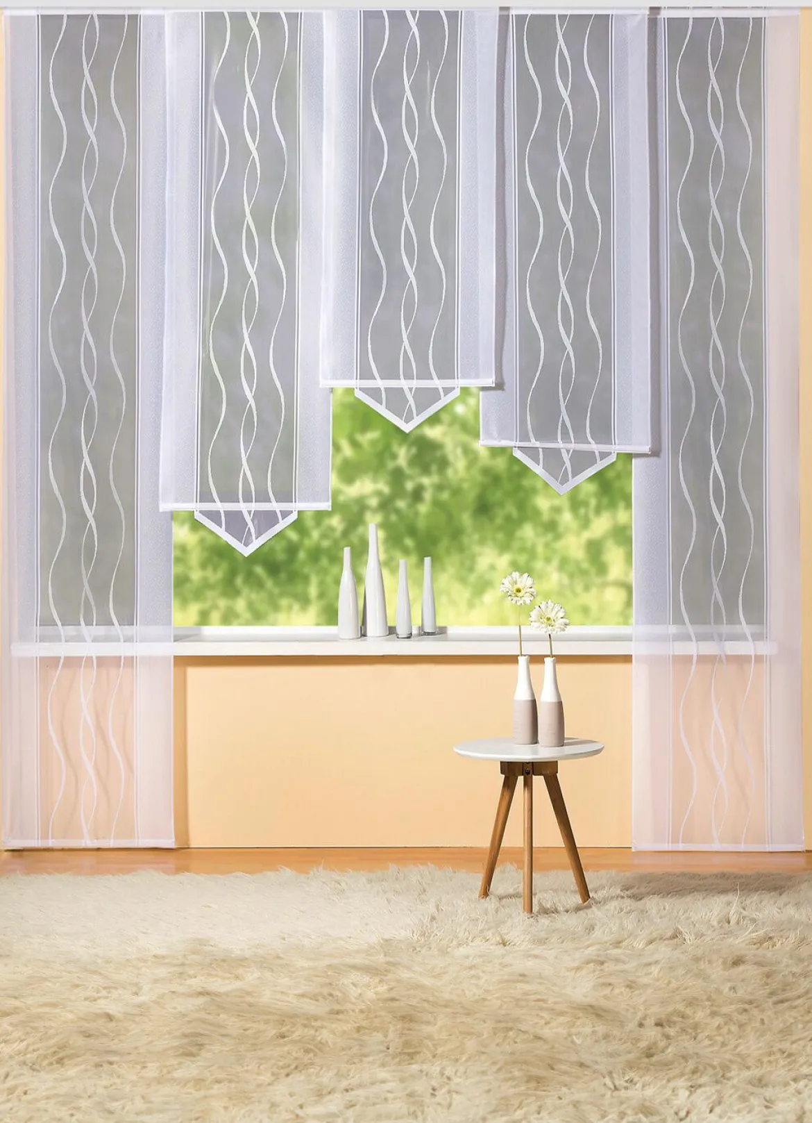 Moderne Schiebegardine mit dezentem Wellen-Design