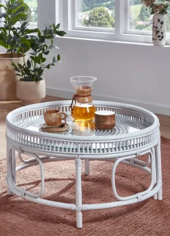 Moderner Couchtisch aus Rattanrohr