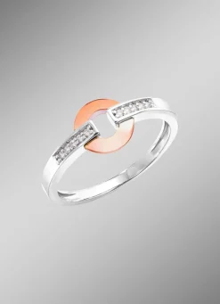 Moderner Damenring in Bicolor mit 10 Brillanten