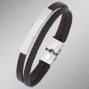 Modernes Leder-Armband mit Edelstahl
