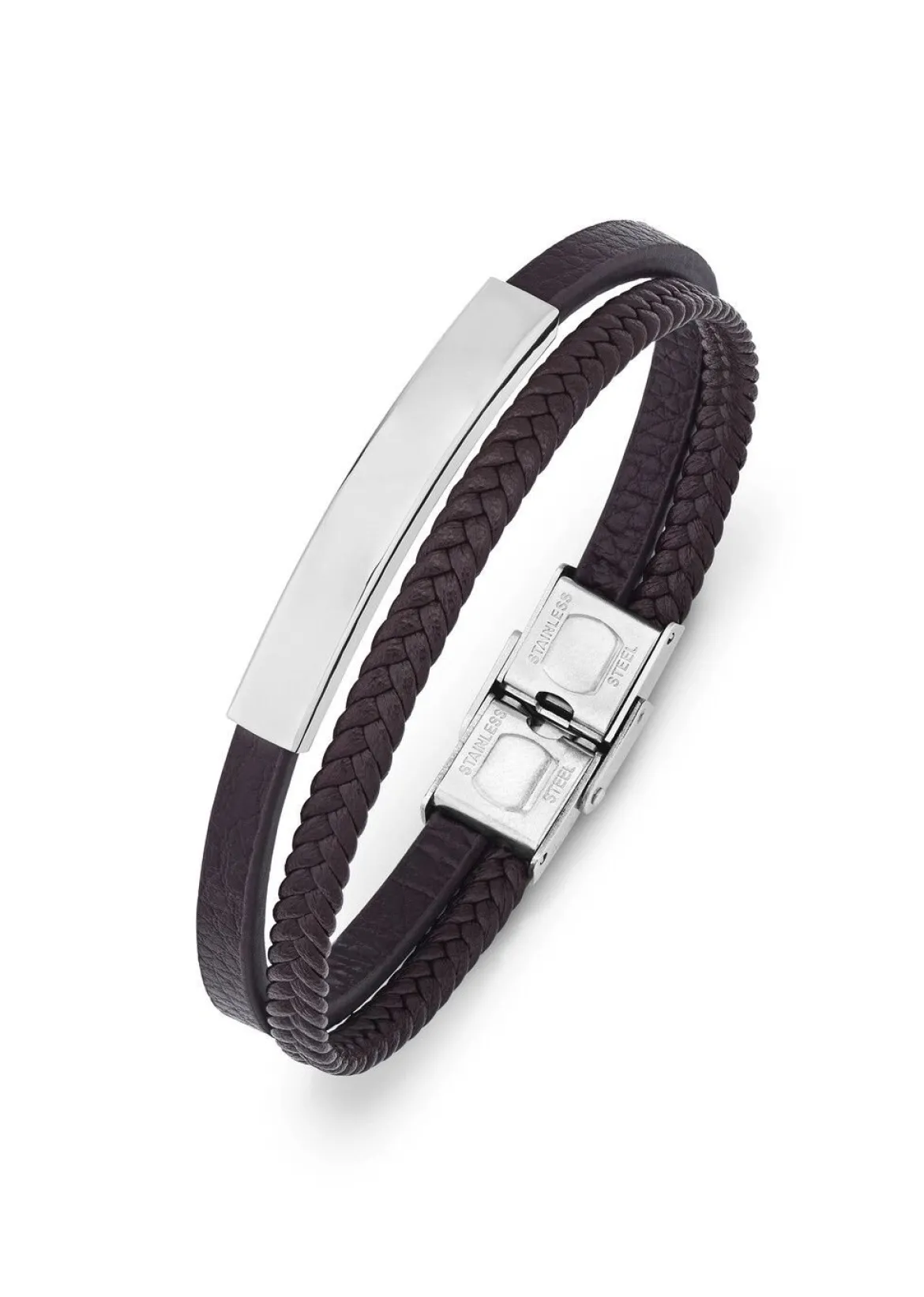 Modernes Leder-Armband mit Edelstahl