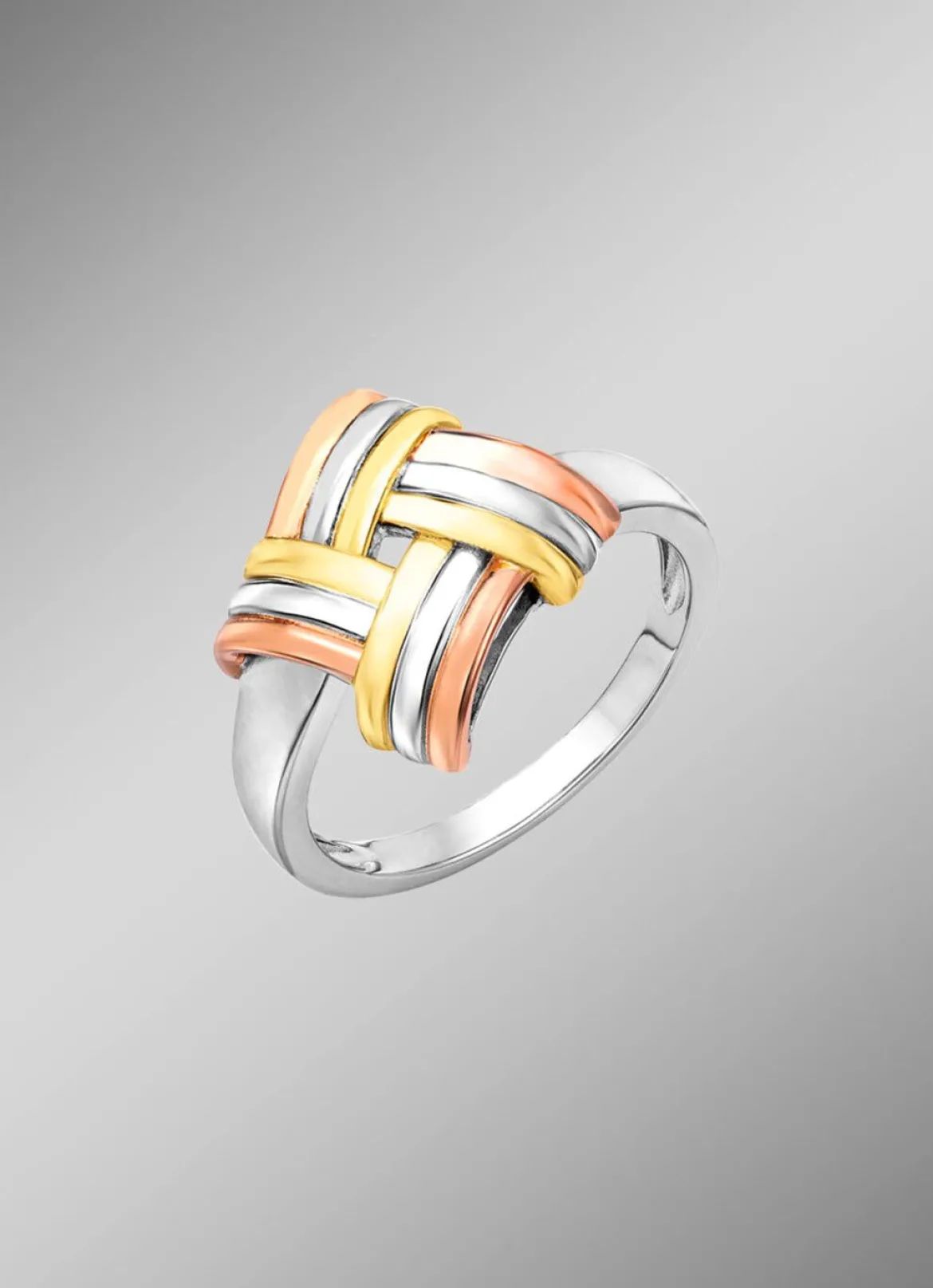 Modischer Knoten-Damenring in Tricolor