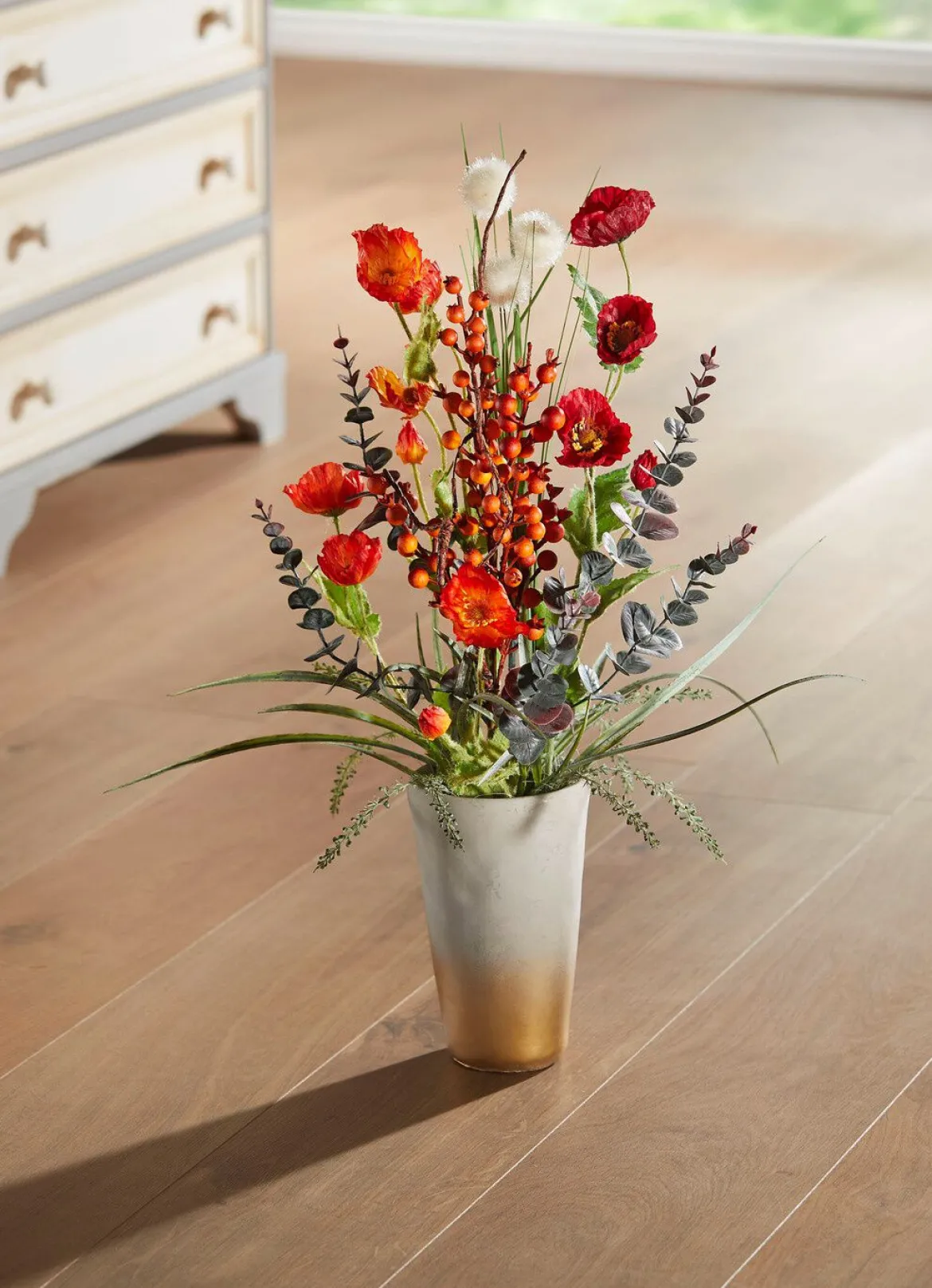 Mohnblumen-Arrangement in Vase