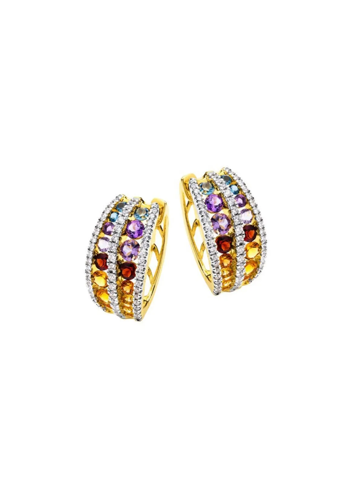 Multicolor Klappcreolen mit Edelsteine und Brillanten