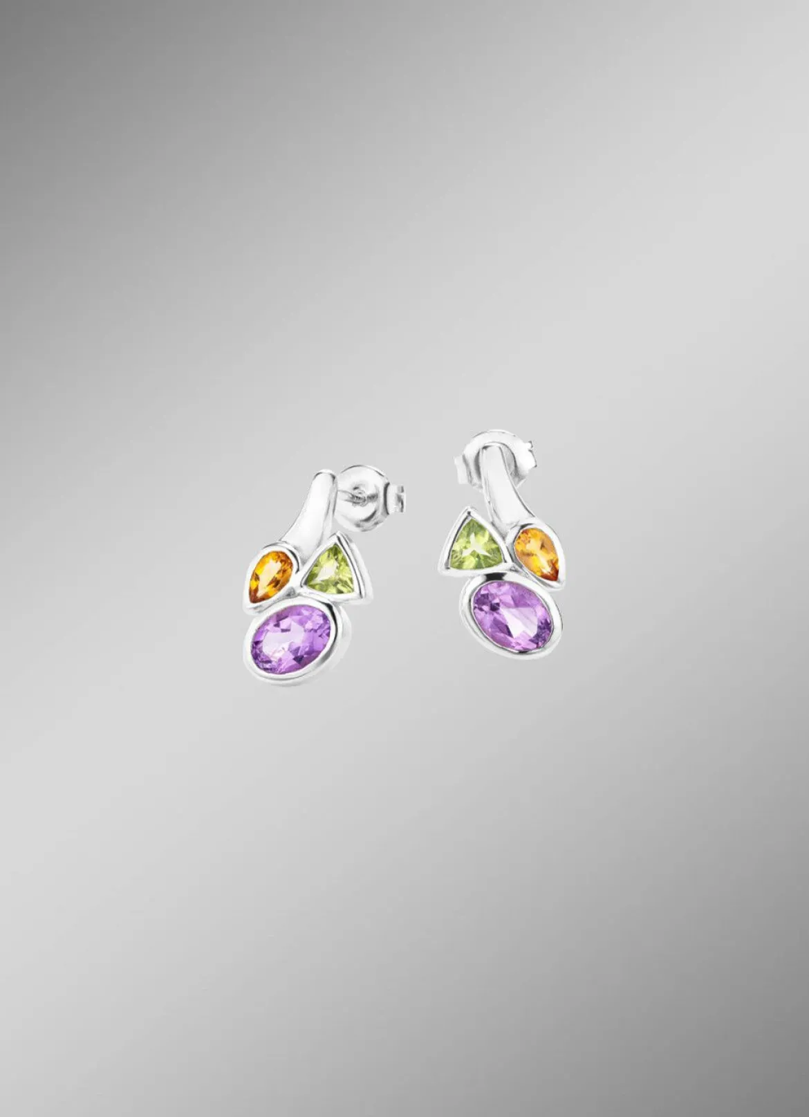 Ohrstecker mit echt Amethyst, echt Citrin und echt Peridot