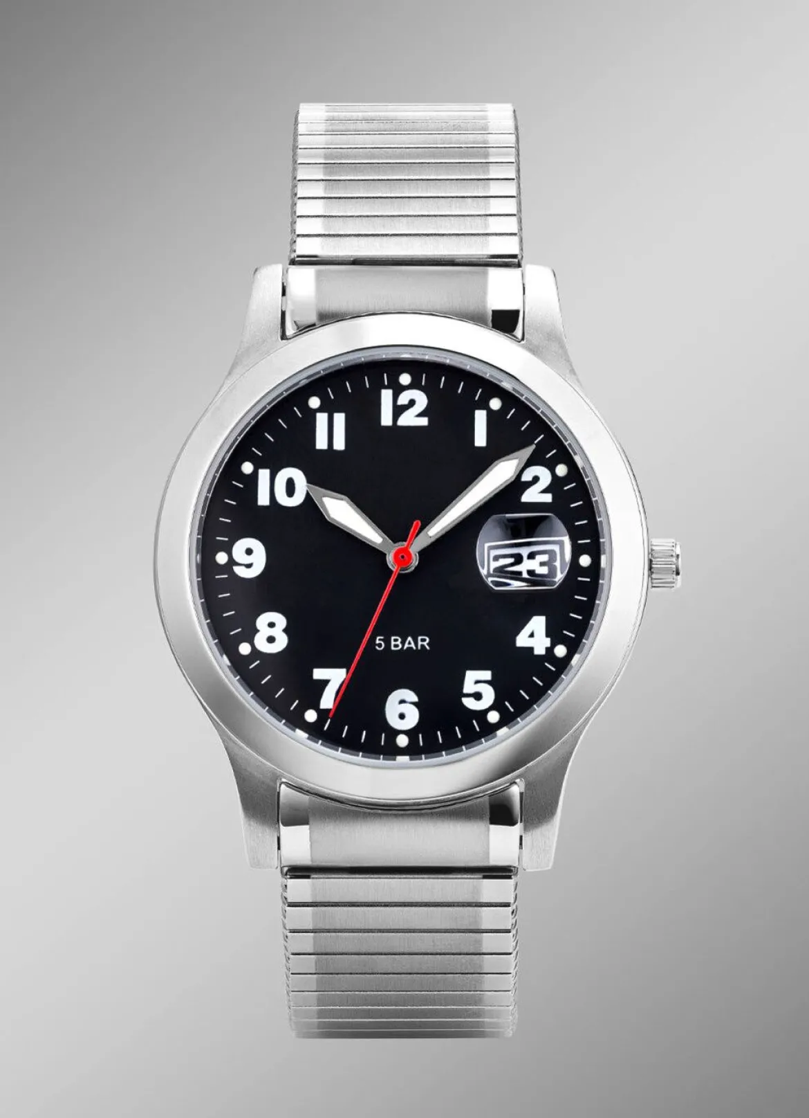 Para-Quartz-Herrenuhr mit Edelstahlzugband