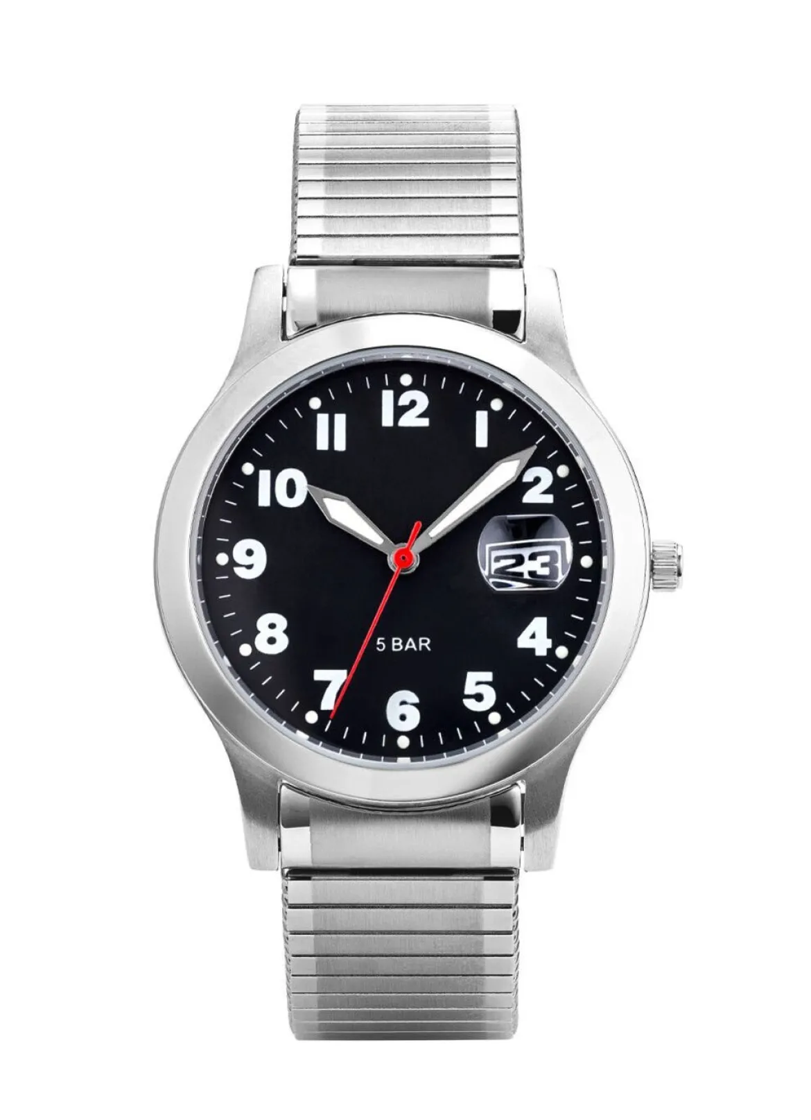 Para-Quartz-Herrenuhr mit Edelstahlzugband