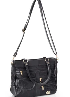 Patchwork-Tasche mit abnehmbarem Umhängeriemen