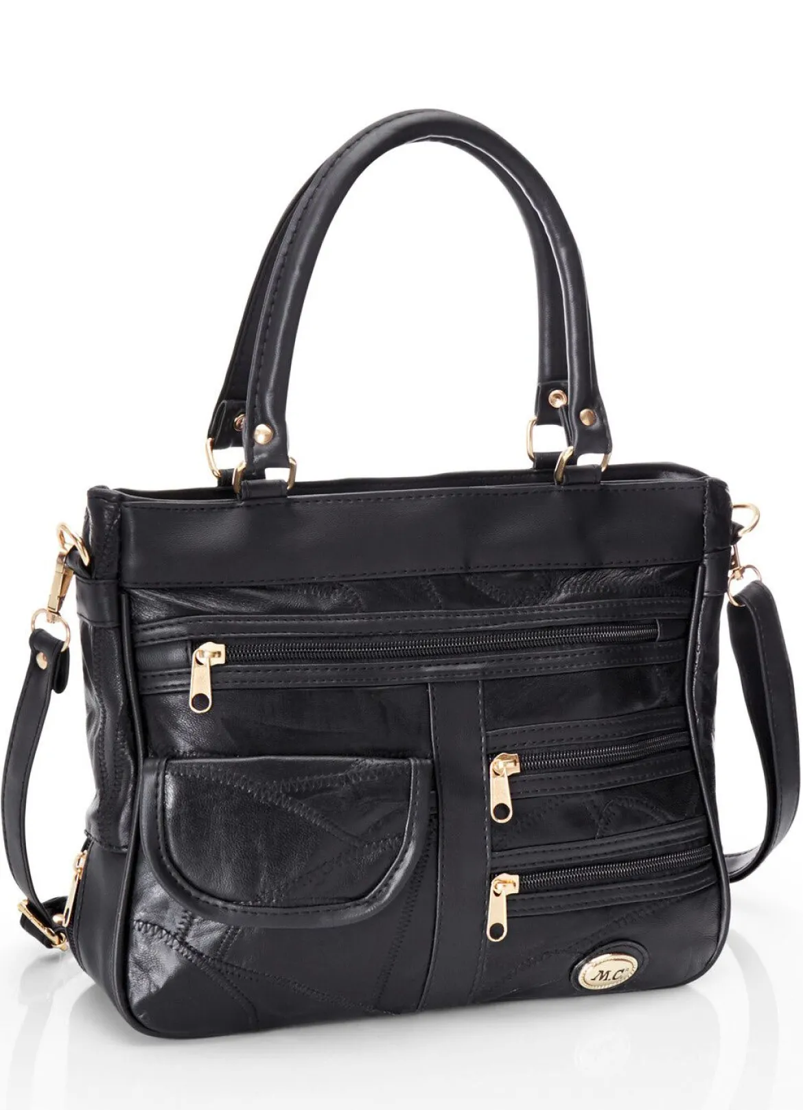 Patchwork-Tasche mit abnehmbarem Umhängeriemen