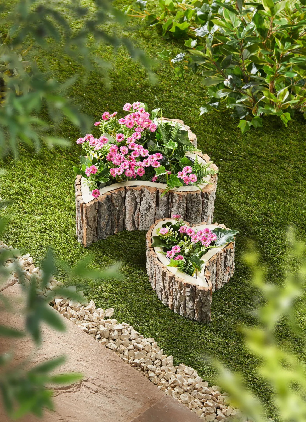Pflanzherzen aus Holz, 2er-Set