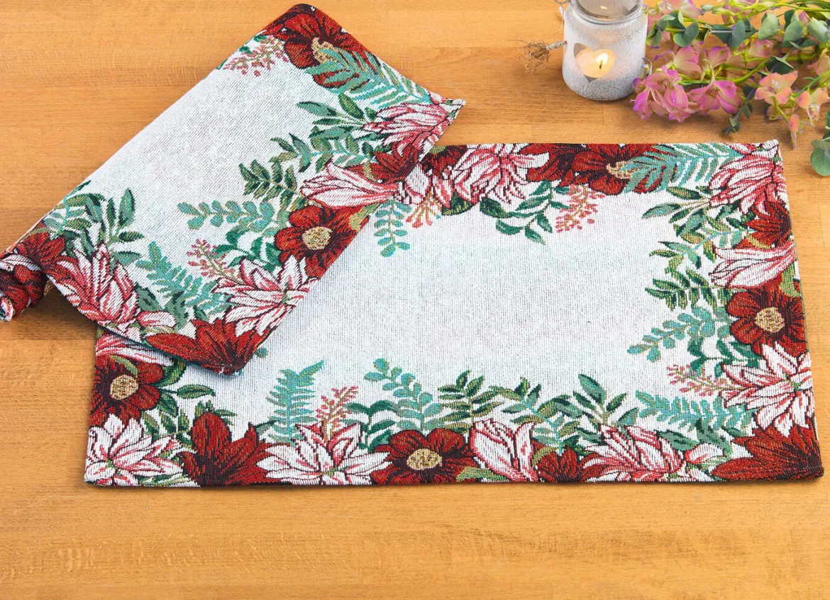 Platzset mit Blüten-Motiv, 2-teilig