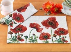 Platzset mit Mohnblüten-Motiv, 2-teilig