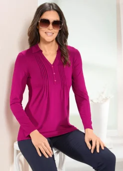 Poloshirt mit kurzer Zierknopfleiste in 3 Farben