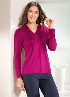 Poloshirt mit kurzer Zierknopfleiste in 3 Farben
