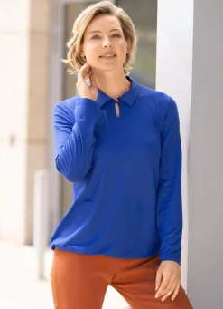 Poloshirt mit Schlaufen-Knopfverschluss in 2 Farben