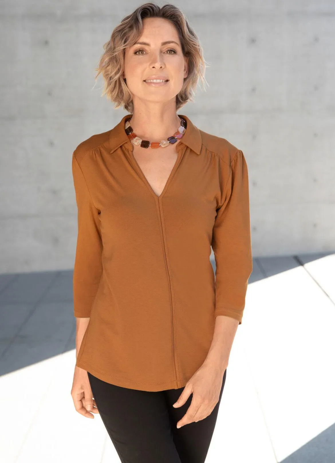Poloshirt mit Zierblende in 2 Farben