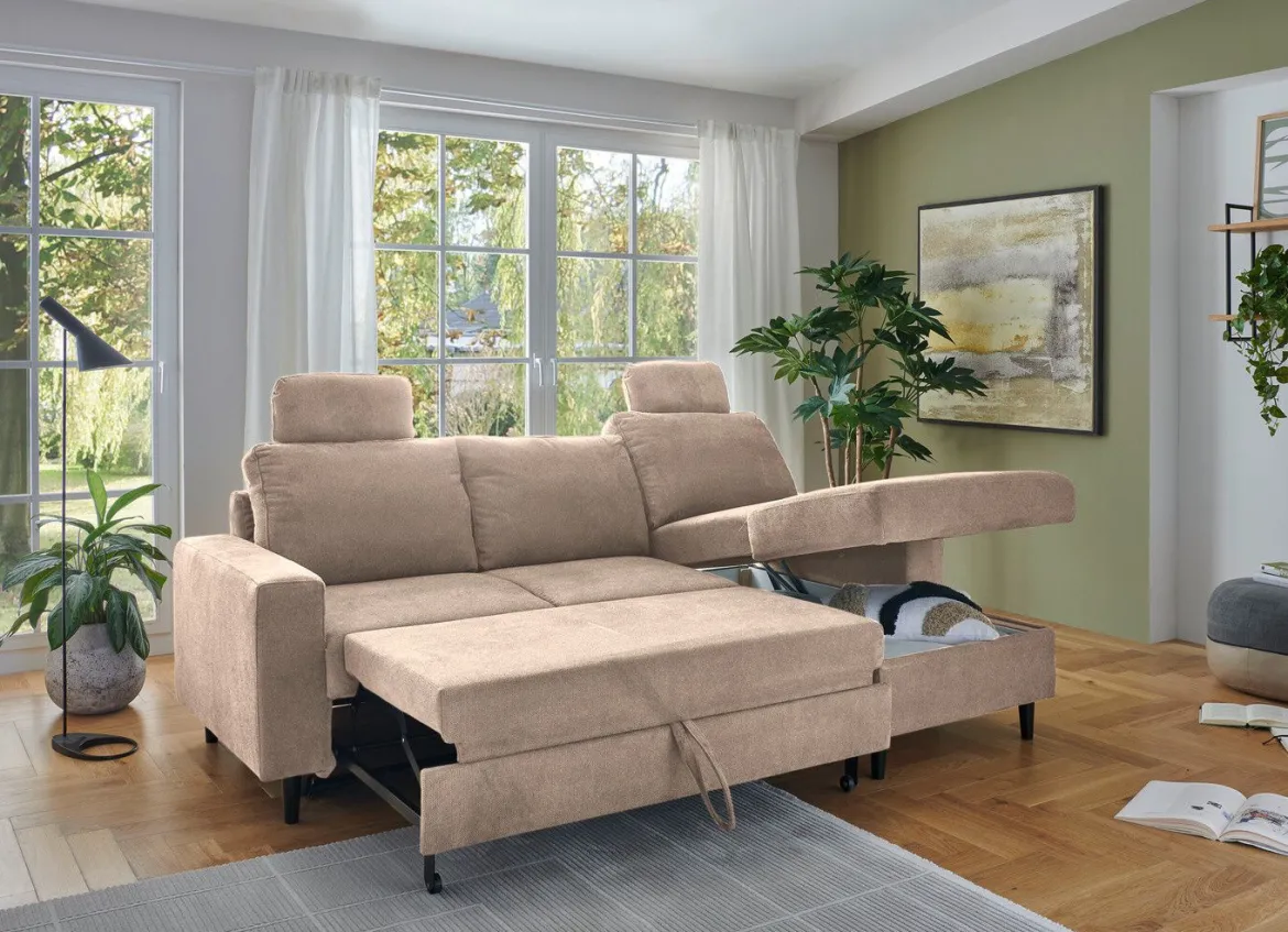 Polsterecke mit Bettfunktion und Longchair