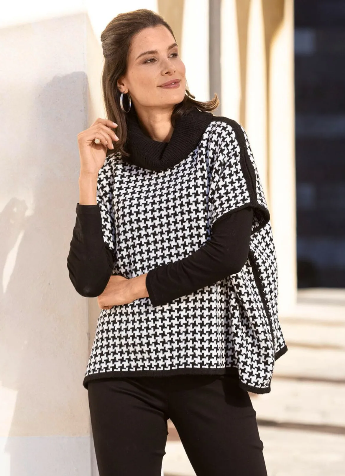 Poncho-Pulli mit weichem Griff