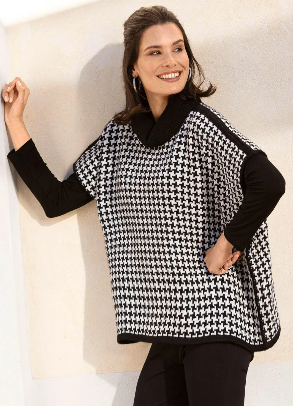Poncho-Pulli mit weichem Griff