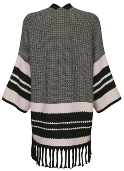 Poncho-Strickjacke in Jacquard-Dessin