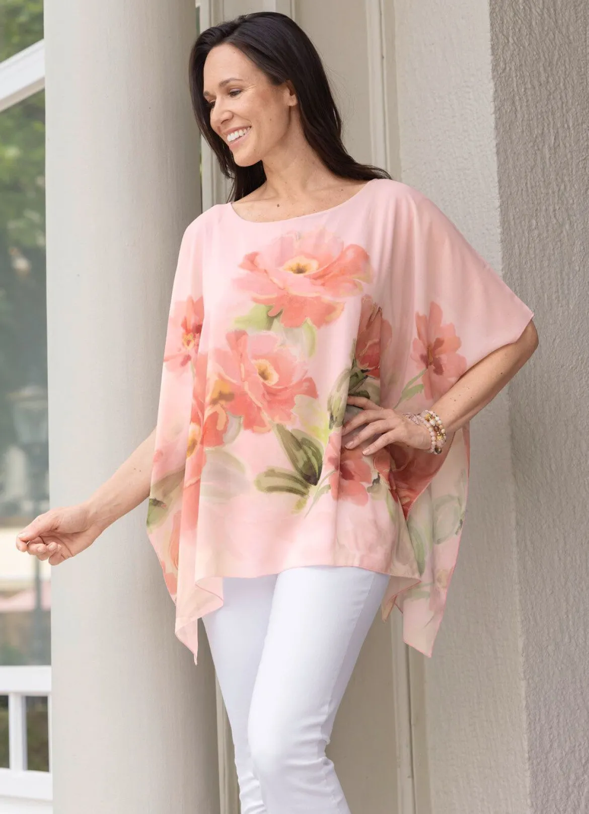 Poncho-Tunika mit eingearbeitetem Top