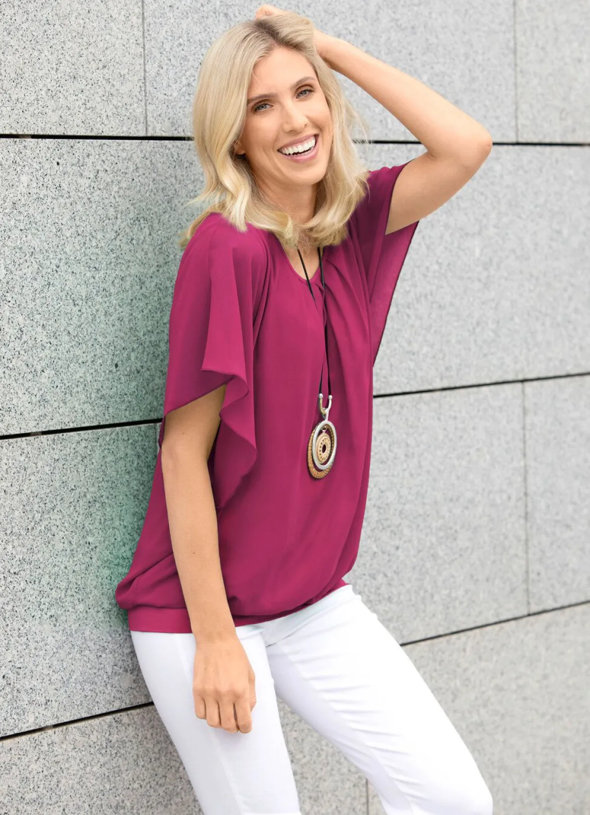 Poncho-Tunika mit eingearbeitetem Top