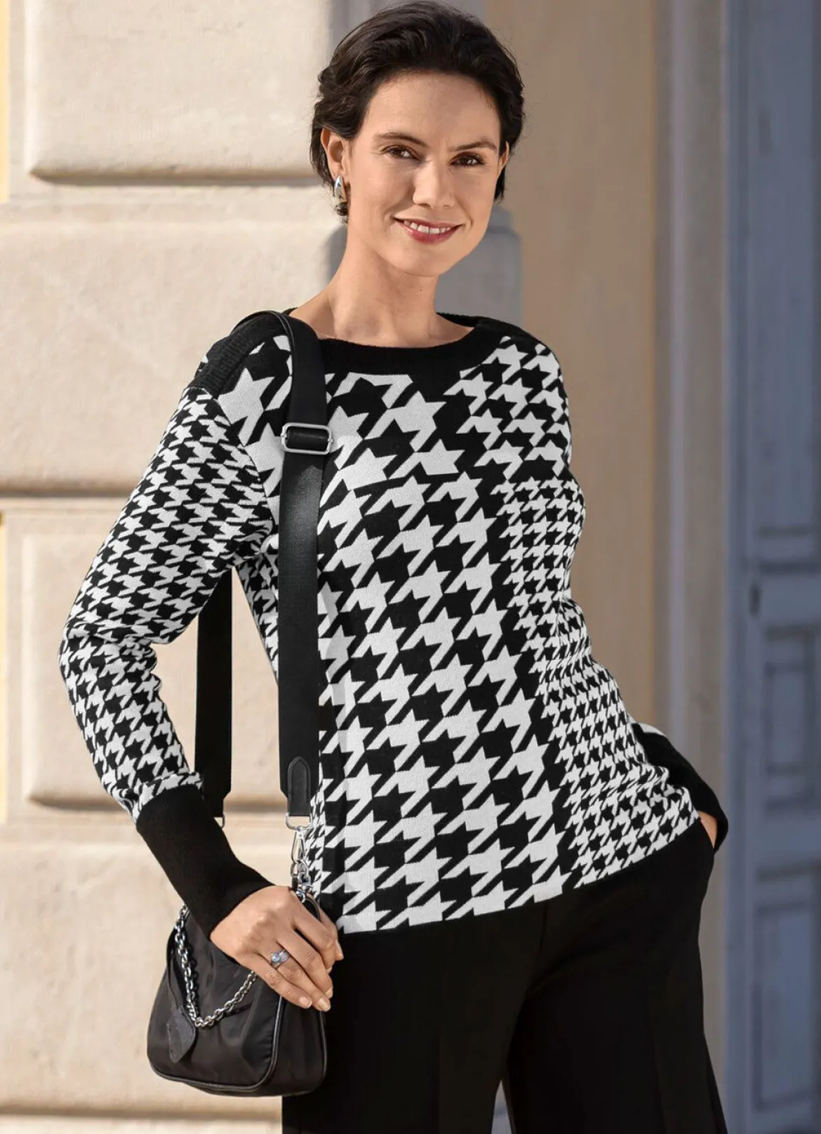 Pullover mit Hahentrittmuster