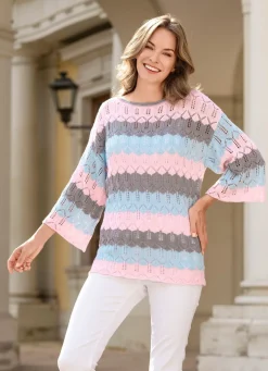 Pullover mit Mustermix im Blockringeldessin