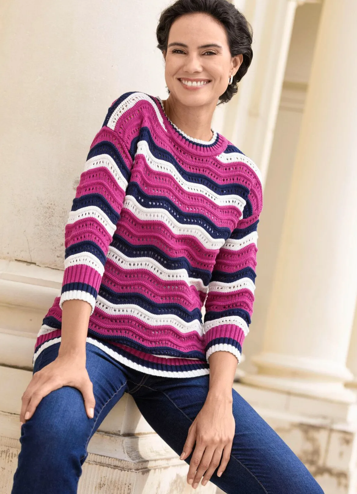 Pullover mit Wellen-Ringeldessin