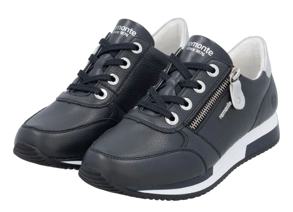 Remonte Schnür-Sneaker mit silberfarben schimmerndem Kontrast-Besatz
