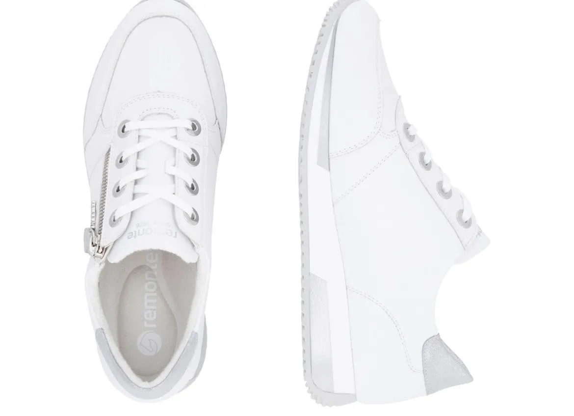Remonte Schnür-Sneaker mit silberfarben schimmerndem Kontrast-Besatz