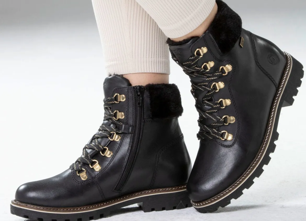 Remonte Schnür-Stiefelette mit Plüschkragen