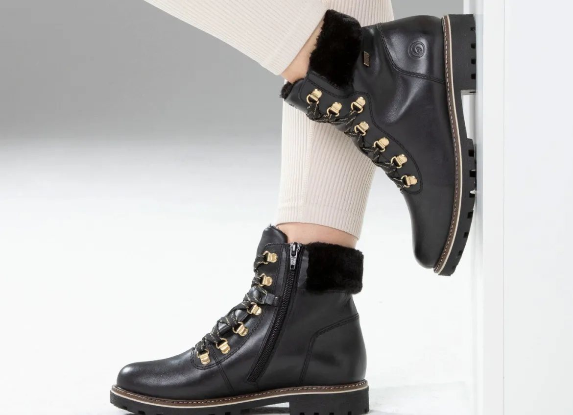 Remonte Schnür-Stiefelette mit Plüschkragen