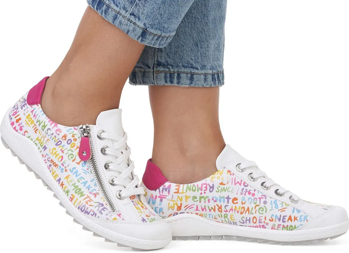 Remonte Sneaker aus beschichtetem, frech bedrucktem Leder