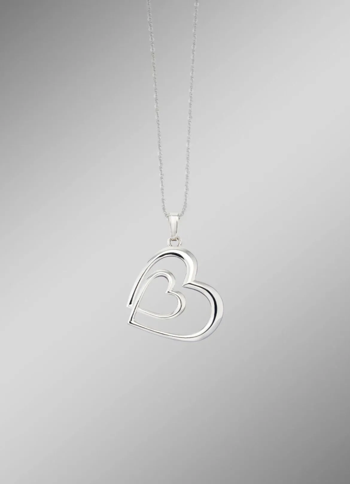 Romantischer Doppelherz-Anhänger in Silber 925/- fein