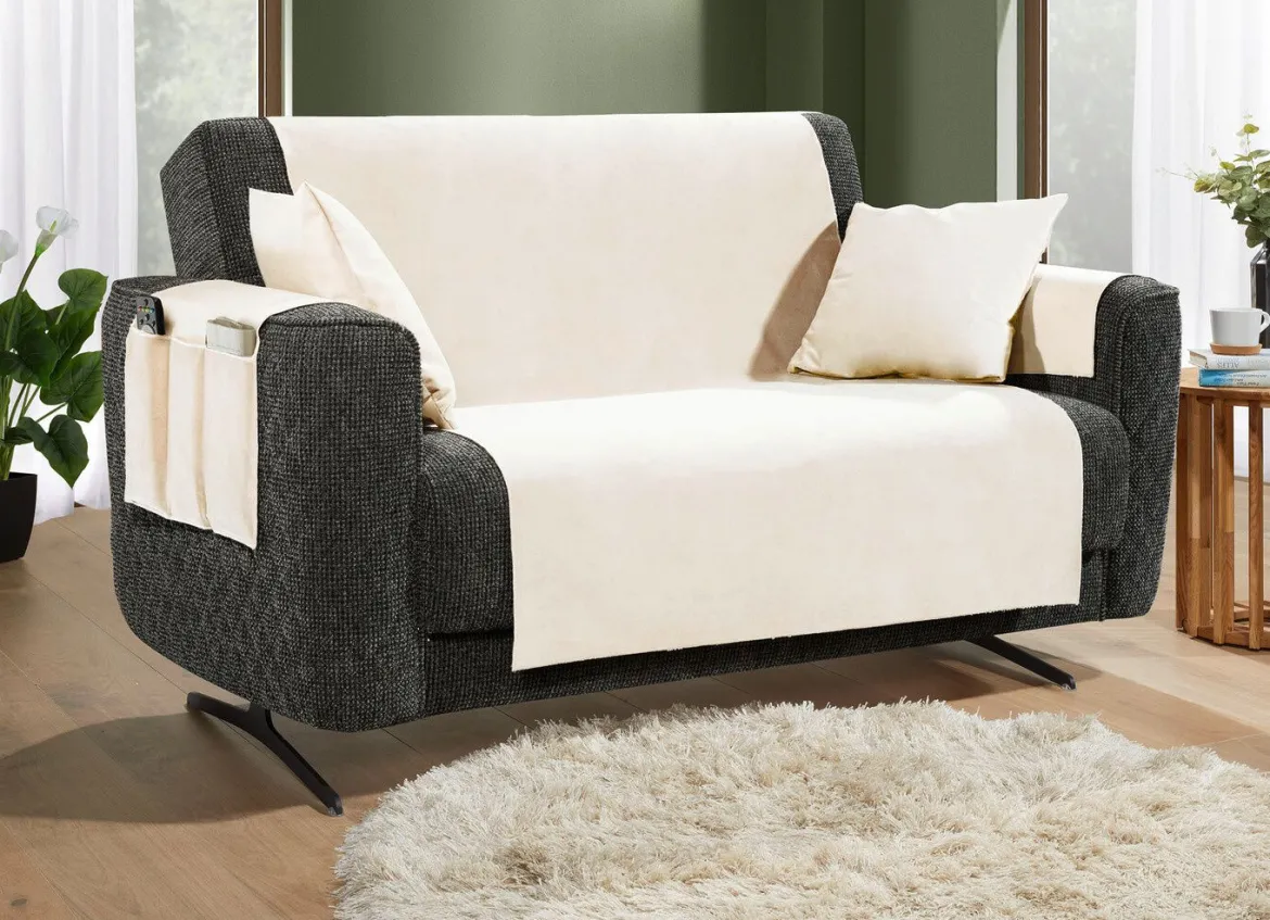 Samtweiche Sessel- und Sofaschoner mit Anti-Rutsch-Rückseite