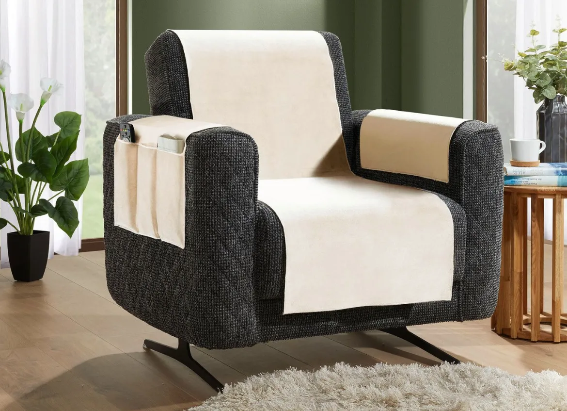 Samtweiche Sessel- und Sofaschoner mit Anti-Rutsch-Rückseite