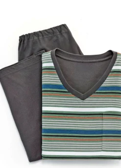 Schlafanzug mit V-Ausschnitt und offenen Abschlüssen