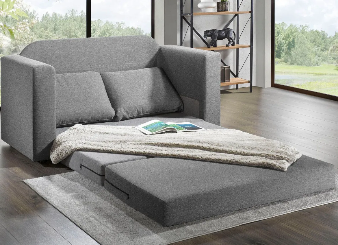 Schlafsofa mit 2 großen, weichen Rückenkissen