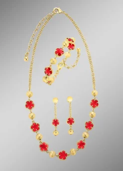 Schmuckset, 3-teilig, im Blumendesign
