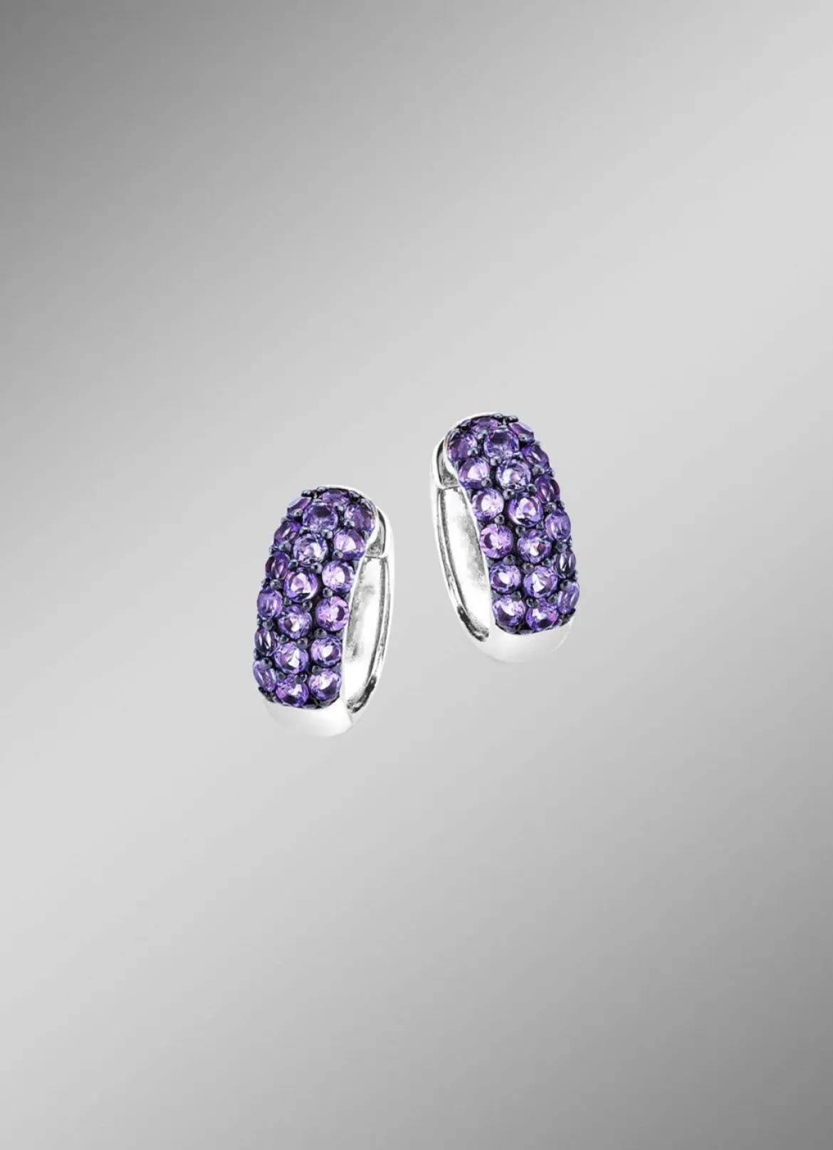 Schöne Klappcreolen mit echt Amethyst