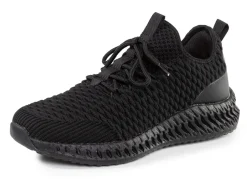 Schnür-Sneaker aus strukturiertem Textilmaterial