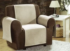 Sessel-,Couch- und Armlehnenschoner mit Veloursbandeinfassung