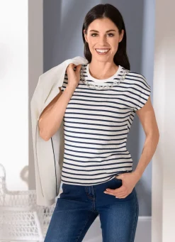 Shirt mit aufwendiger Strass- und Stickereizier
