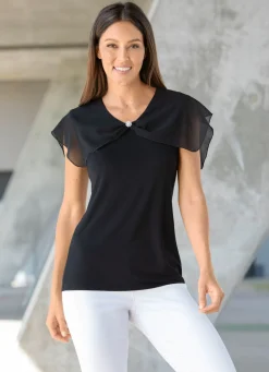 Shirt mit gekänteltem Chiffon-Besatz in 2 Farben