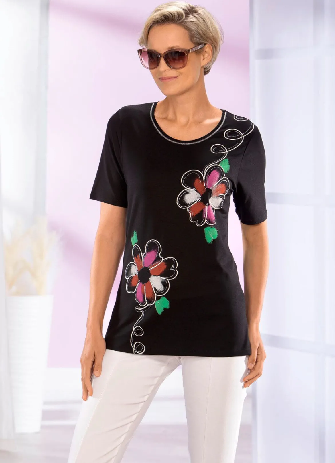 Shirt mit Glimmer-Effekt im Vorderteil