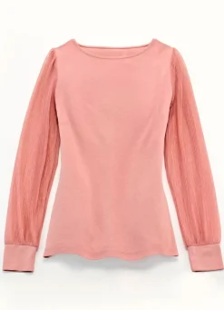 Shirt mit langen, plissierten Chiffonärmeln